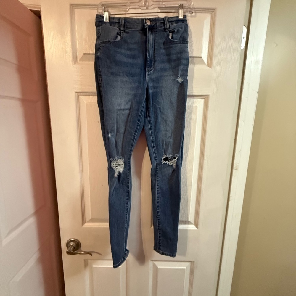 Garage Blue Distressed Skinny Jeans